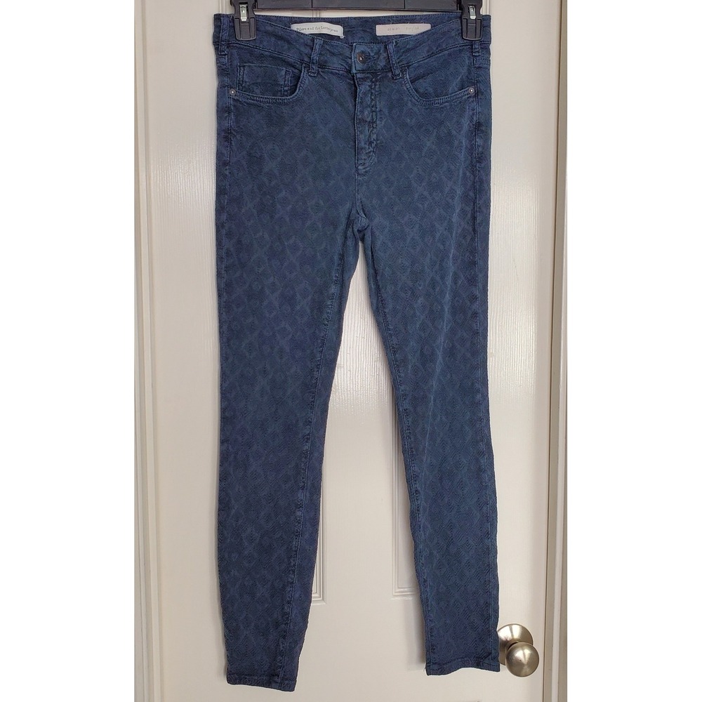 Pilcro‎ and the Letterpress Script Jeans Blue Diamond Textured Skinny sz 28